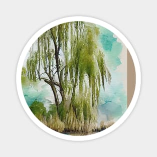 Weeping willow tree watercolor painting #1 Magnet